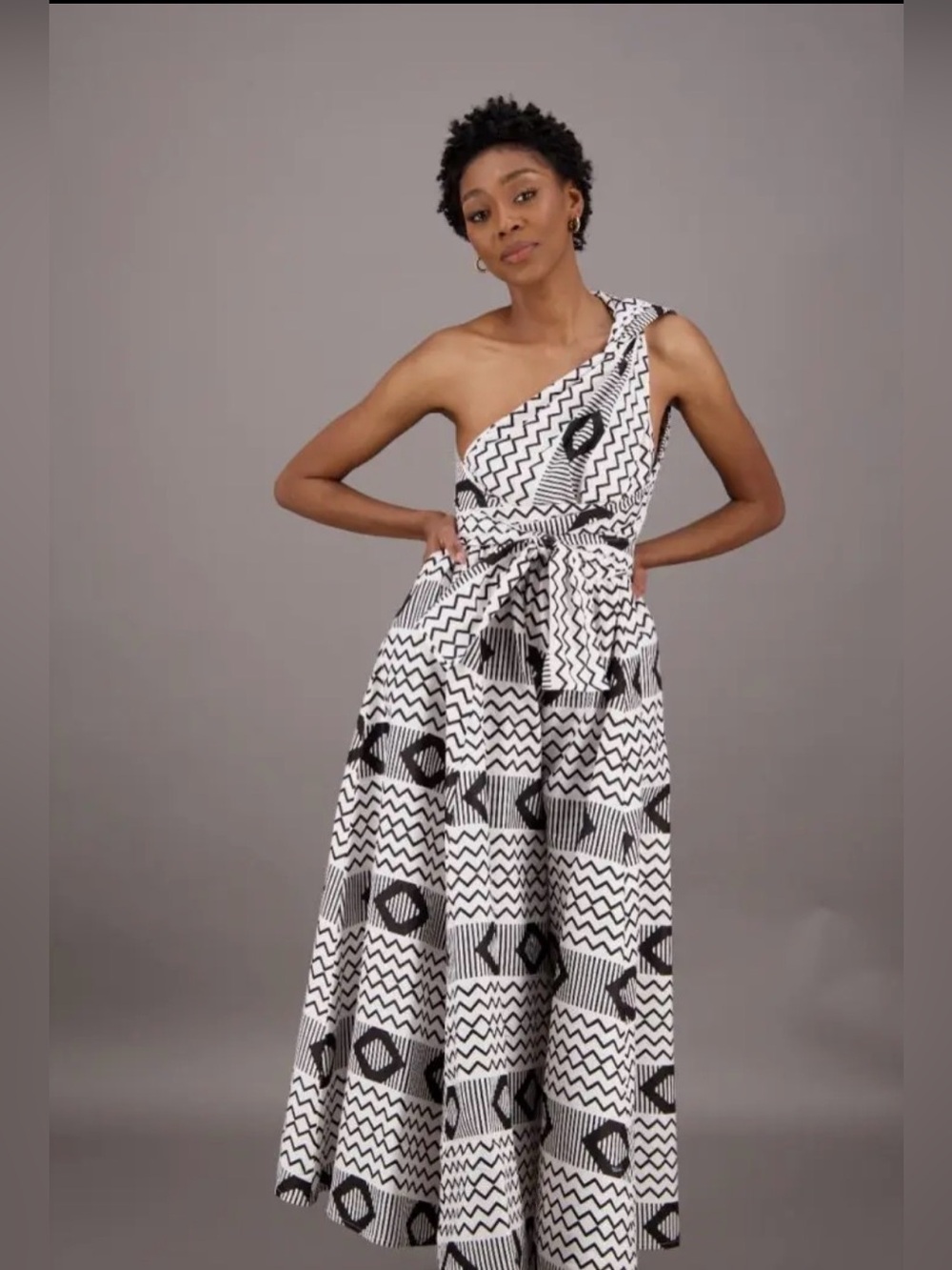 0277.  💚Black & White Patterned Infinity Ultra Wide Leg Jumpsuit